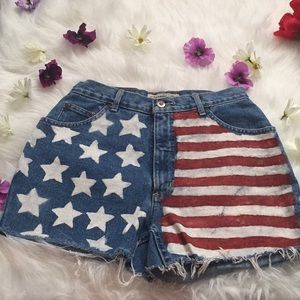 Vintage American flag high waisted shorts❤️